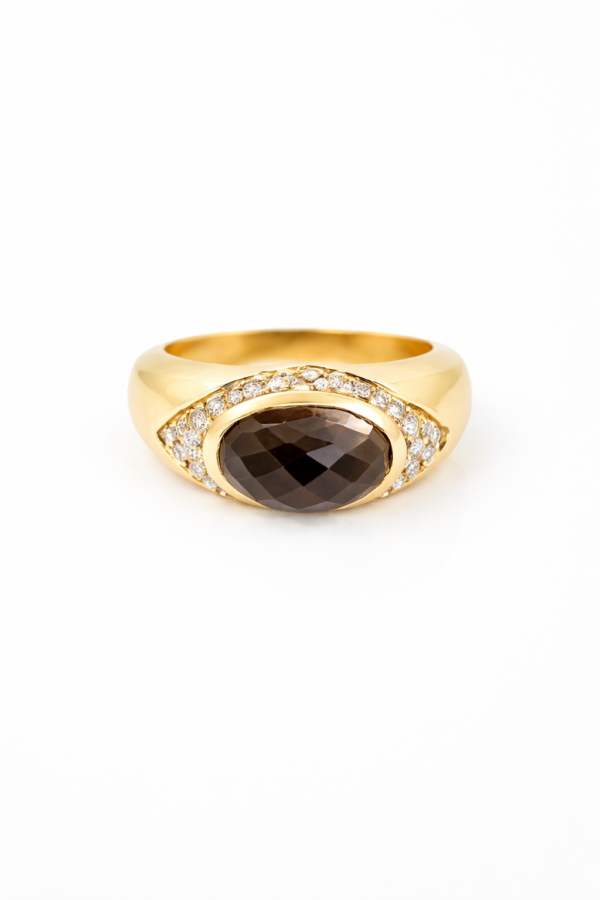 Anillo citrino y brillantes