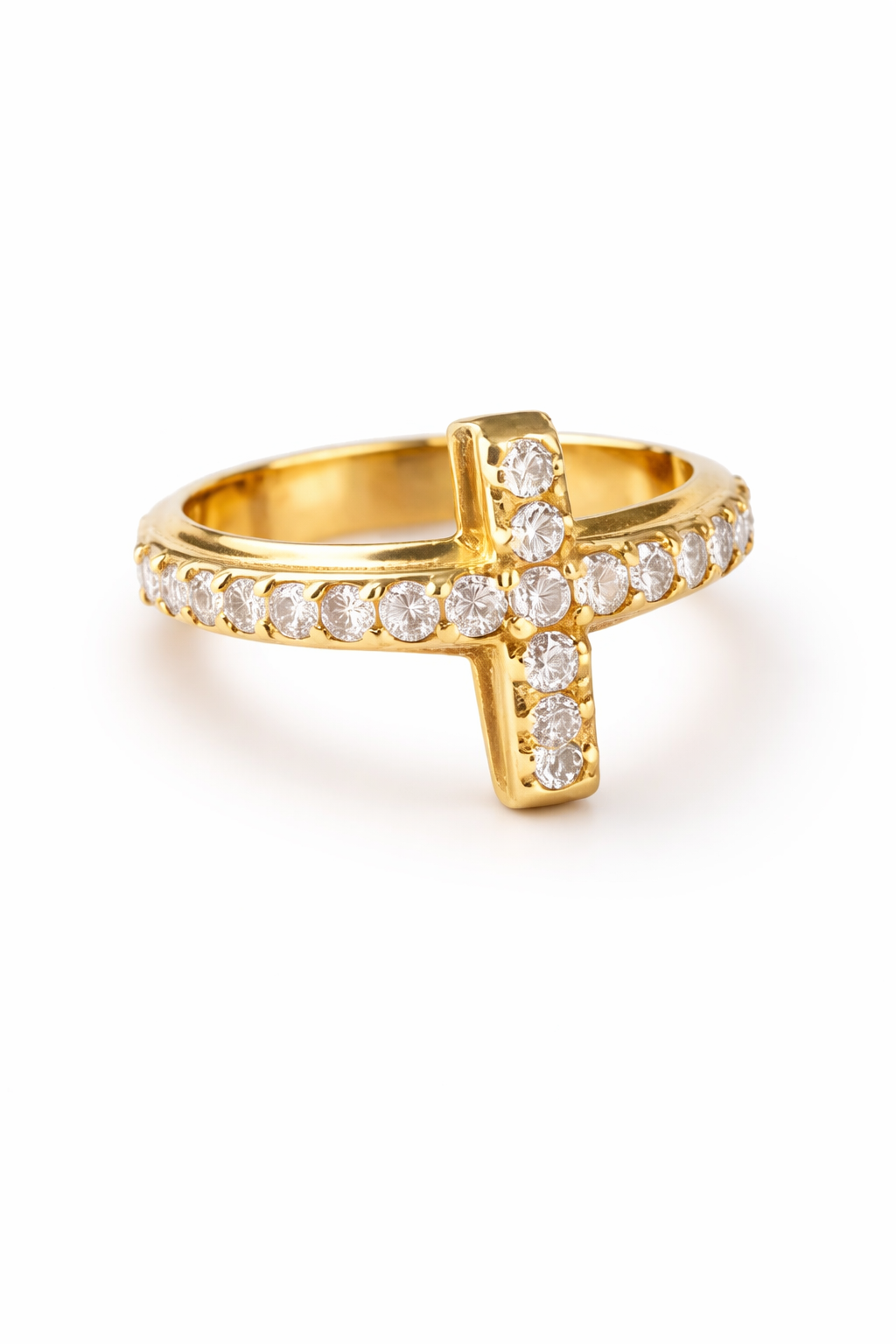 Anillo cruz con brillantes