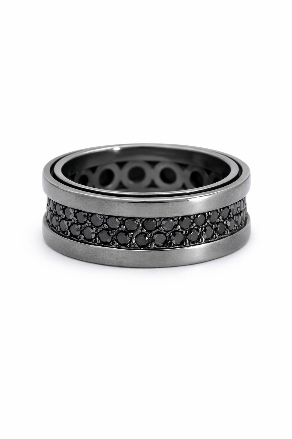 Anillo rodio negro con brillantes negros