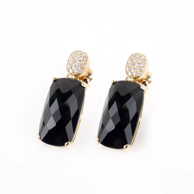 Aros con Ónix facetado y brillantes