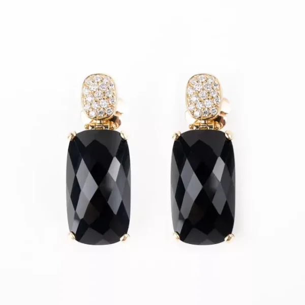 Aros con Ónix facetado y brillantes