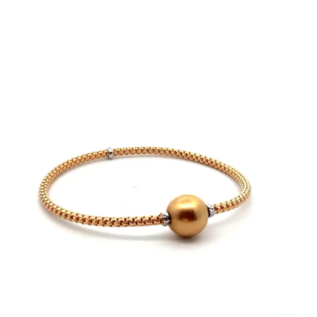 Pulsera semi rígida de oro rosado con esfera