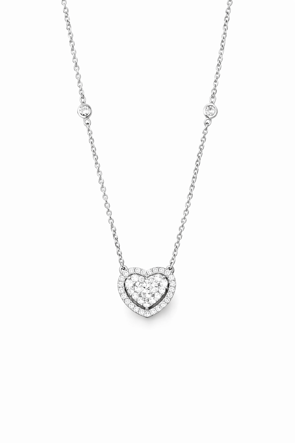 Cadena de oro blanco con corazón