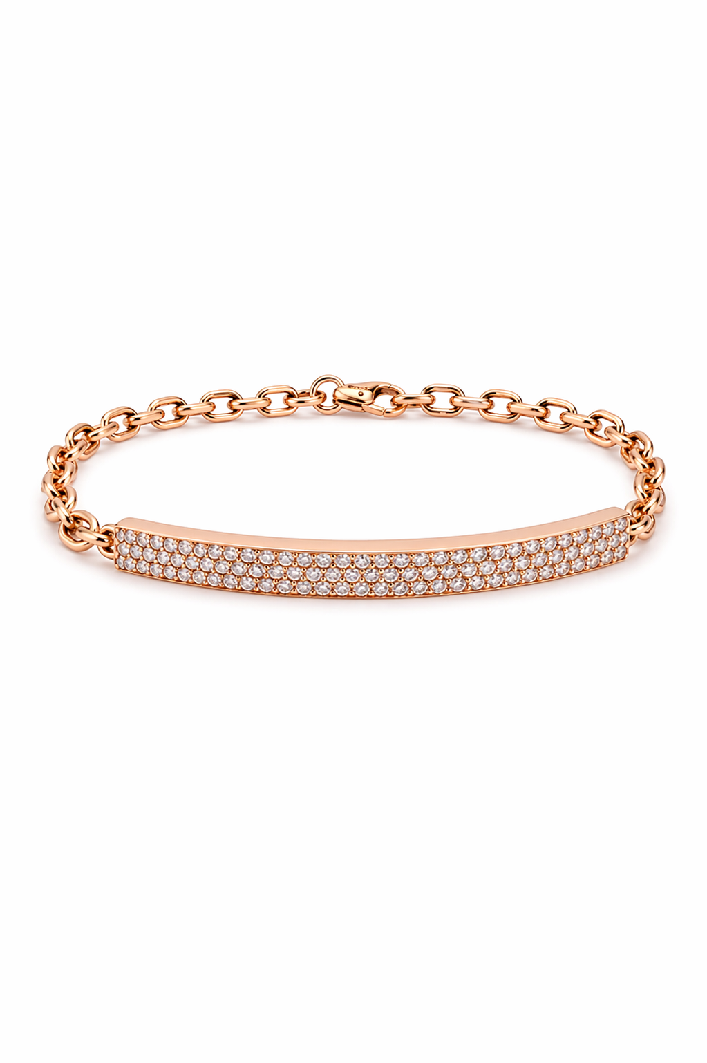 Pulsera banda con brillantes y cadena Pulsera banda con brillantes y cadena
