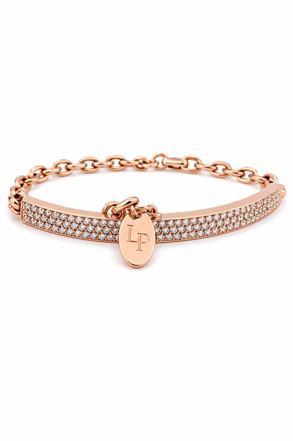 Pulsera banda con brillantes y cadena