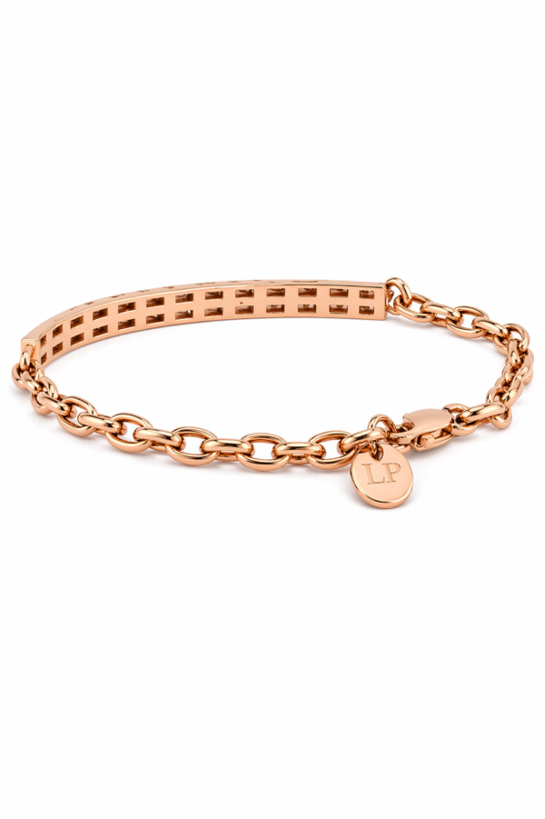 Pulsera banda con brillantes y cadena