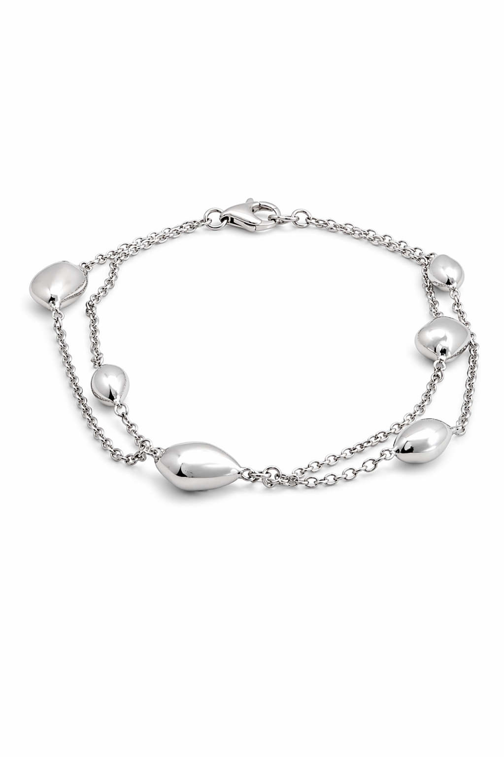 Pulsera en oro blanco doble con triángulos Pulsera en oro blanco doble con triángulos