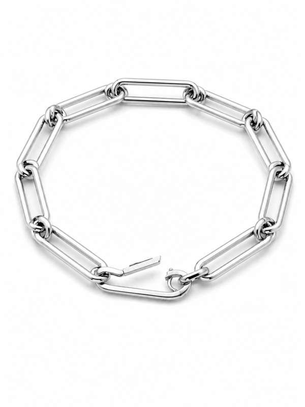 Pulsera paper clip oro blanco