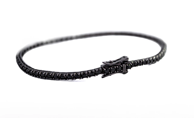 Pulsera tenis con diamantes negros