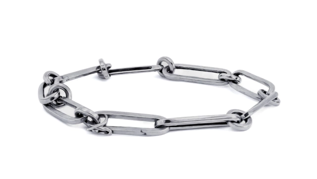 Pulsera paper clip oro blanco