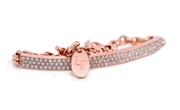 Pulsera banda con brillantes y cadena