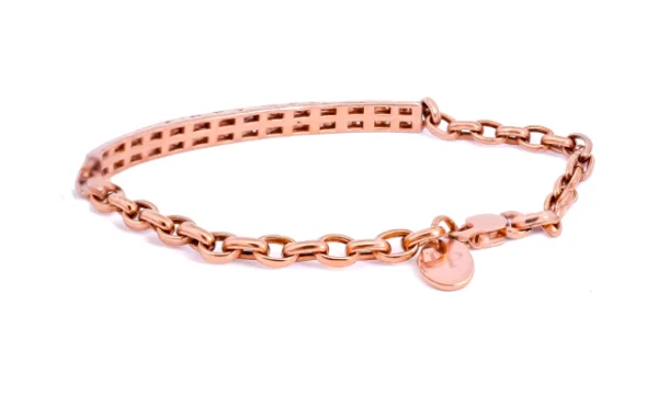 Pulsera banda con brillantes y cadena