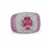 Anillo de oro blanco con topacio rosa
