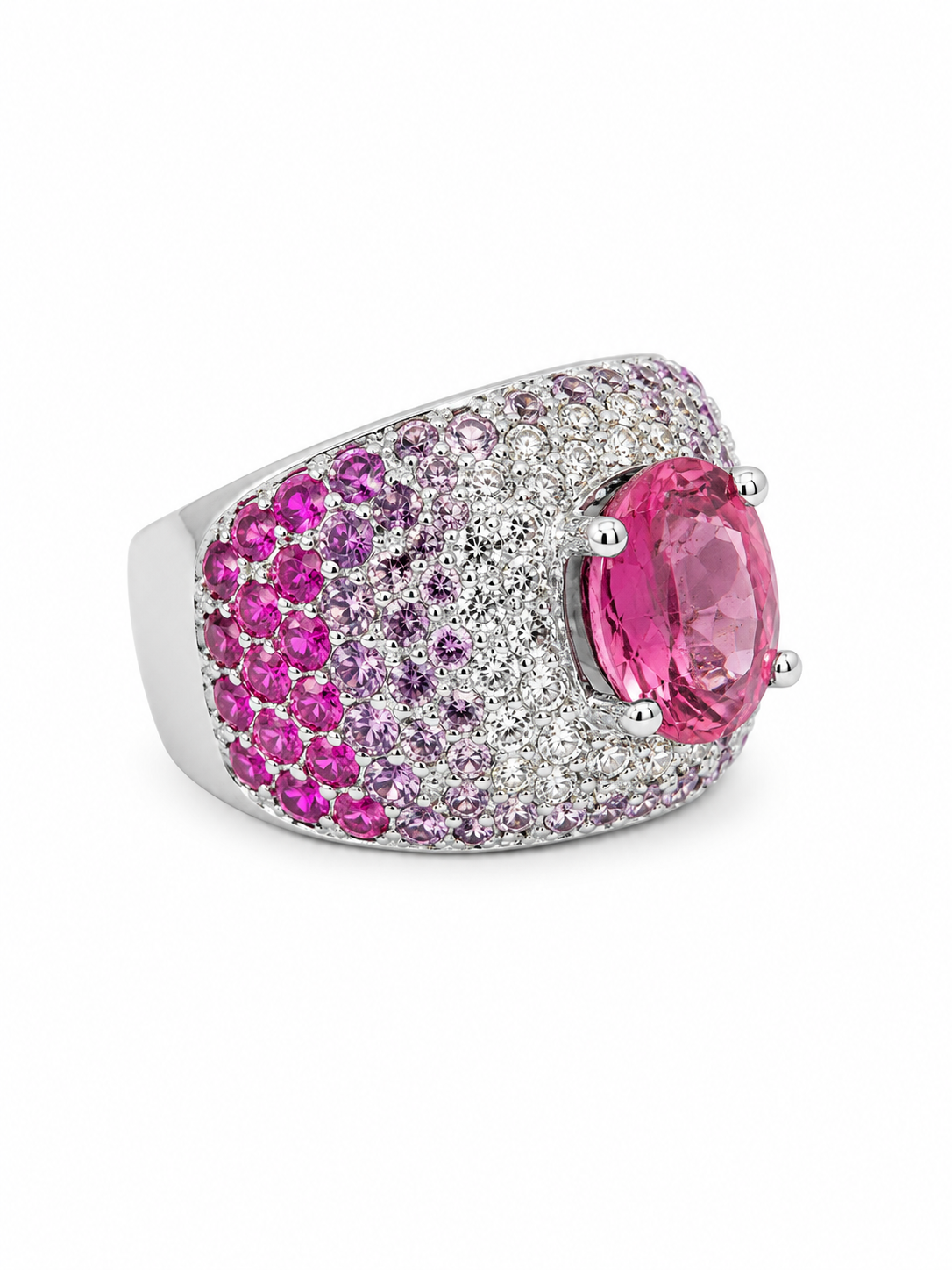 Anillo de oro blanco con topacio rosa Anillo de oro blanco con topacio rosa