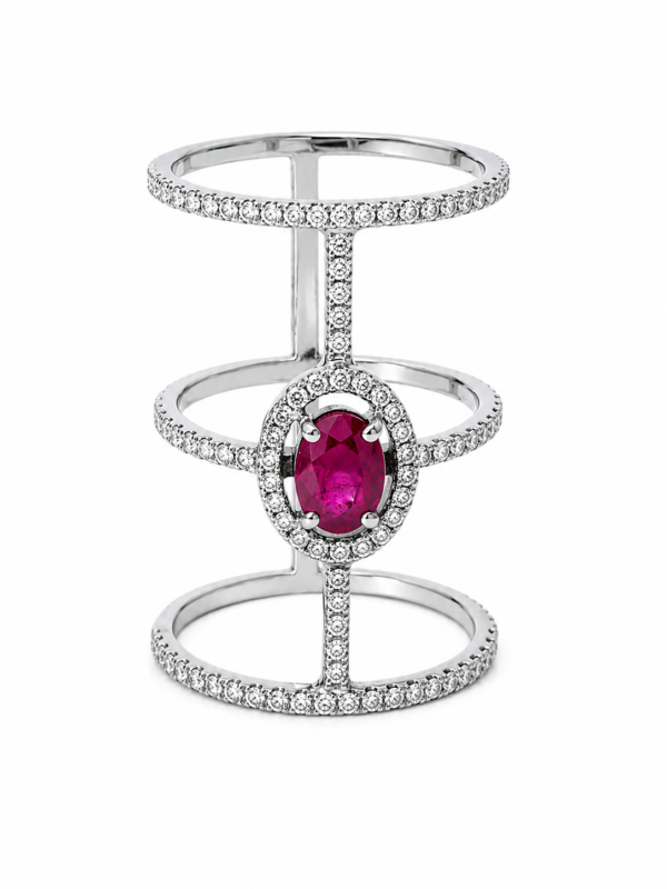 Anillo triple con rubí