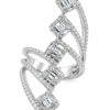 Anillo de oro blanco con baguettes y brillantes