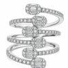 Anillo oro blanco con óvalos de baguette y brillantes