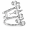 Anillo oro blanco con óvalos de baguette y brillantes